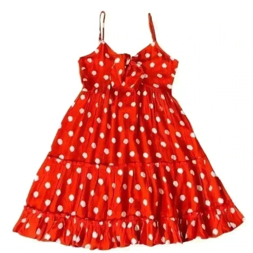 Band of Gypsies Ruffle Polka Dot Sweetheart Mini Sun Dress in Red, Medium NWT - Picture 3 of 13